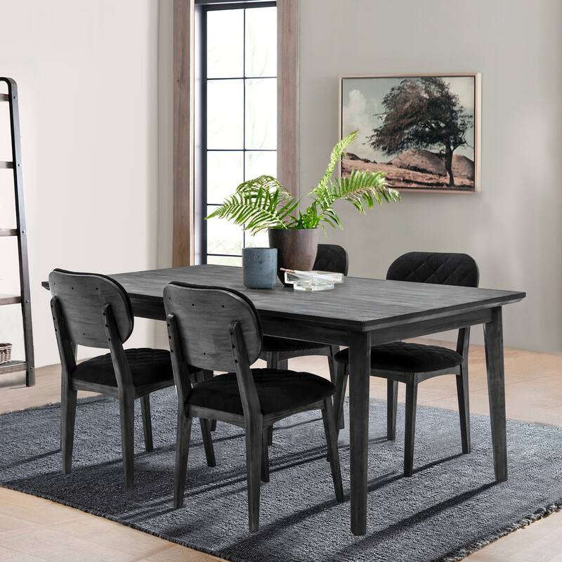 Katelyn Modern Farmhouse Gray Acacia Wood Upholstered Dining Chairs - Set of 2