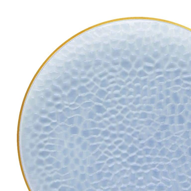 Fancy Rim Hammered Glass Disposable Plastic Plates - Party Supplies - Blue - 120pcs - Salad Plates