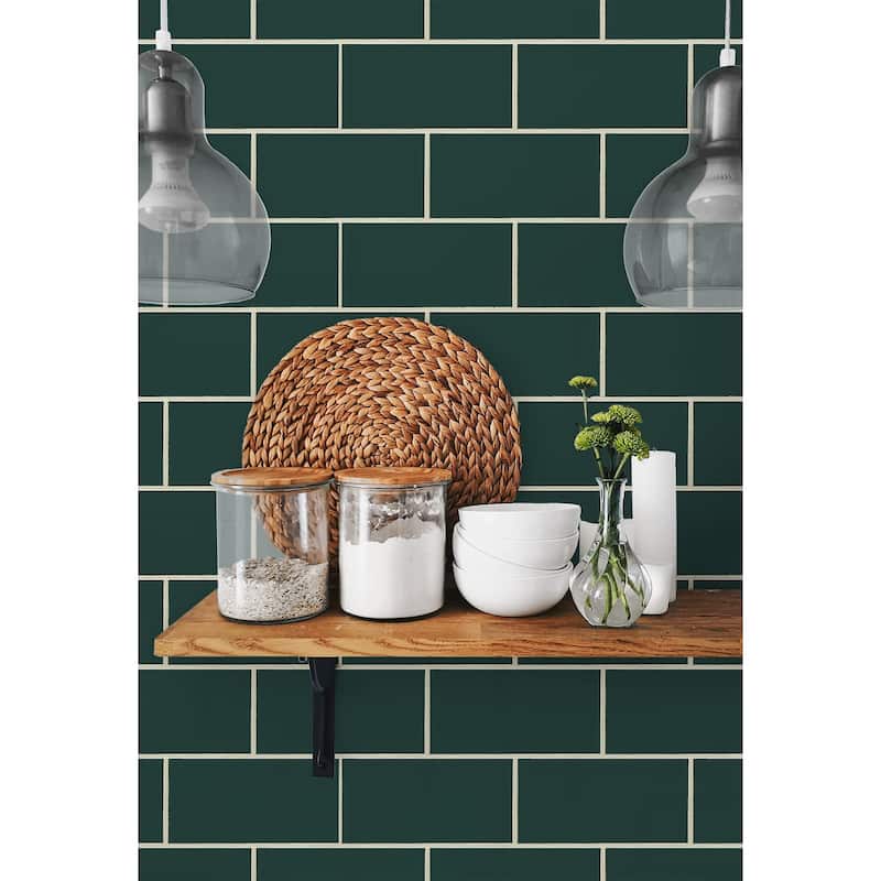 NextWall Retro Subway Tile Peel and Stick Wallpaper