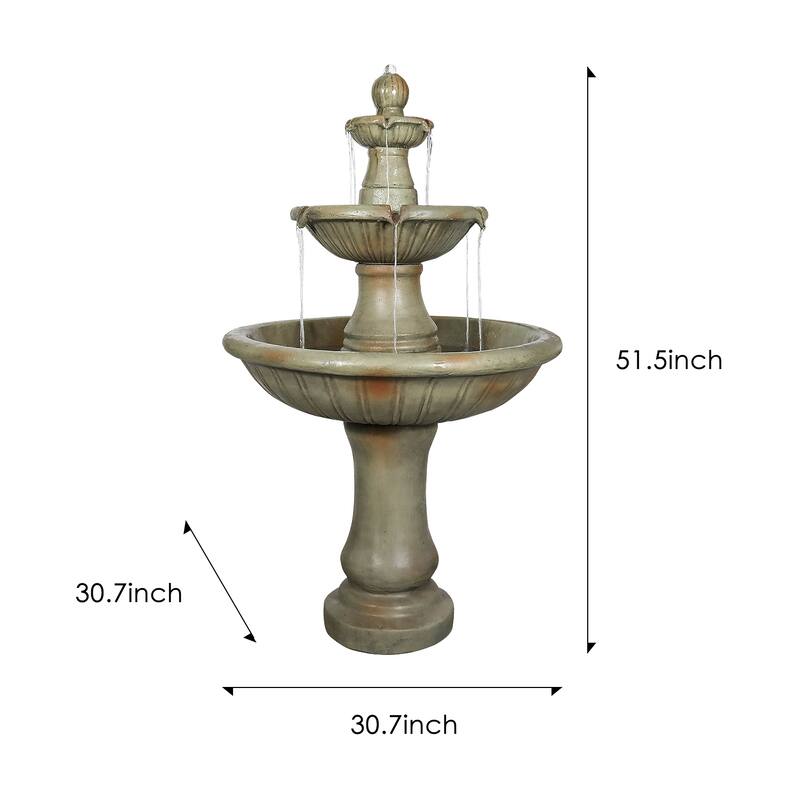 51.5in Outdoor Water Fountain 2-Tier Waterfall Fountain for Home Decor
