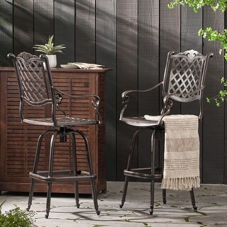 Avon Cast Aluminum Copper Outdoor Bar Stool by Christopher Knight Home - 22.00" D x 25.50" W x 49.75" H