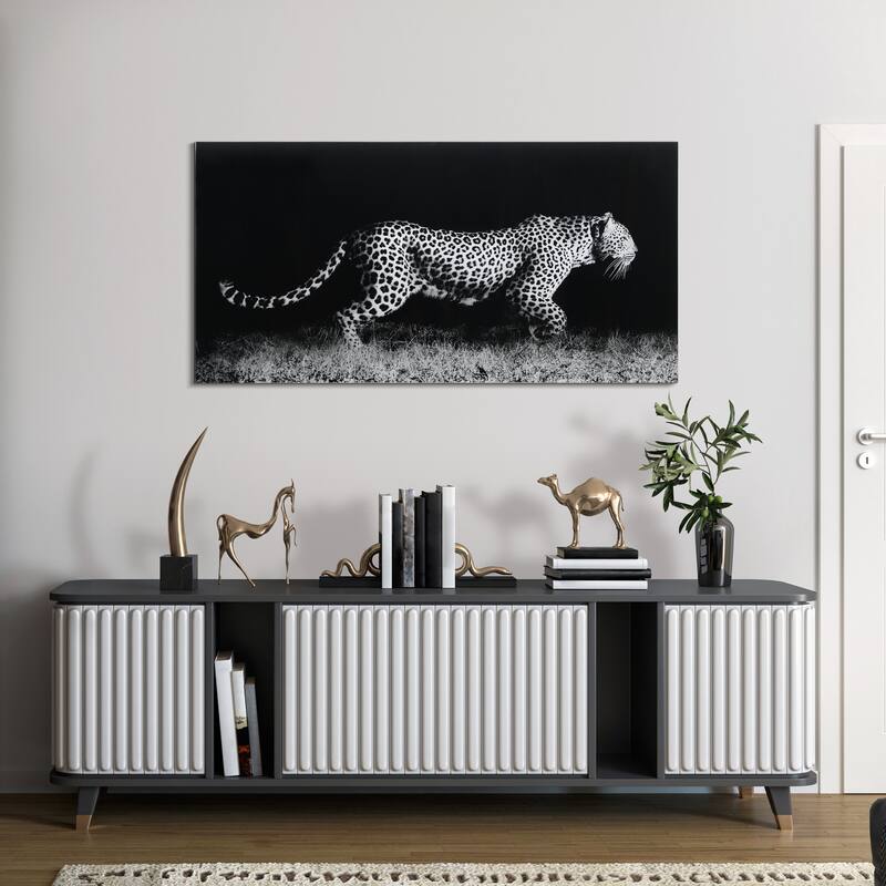 Leopard Wall Art Printed on Frameless Free Floating Tempered Glass