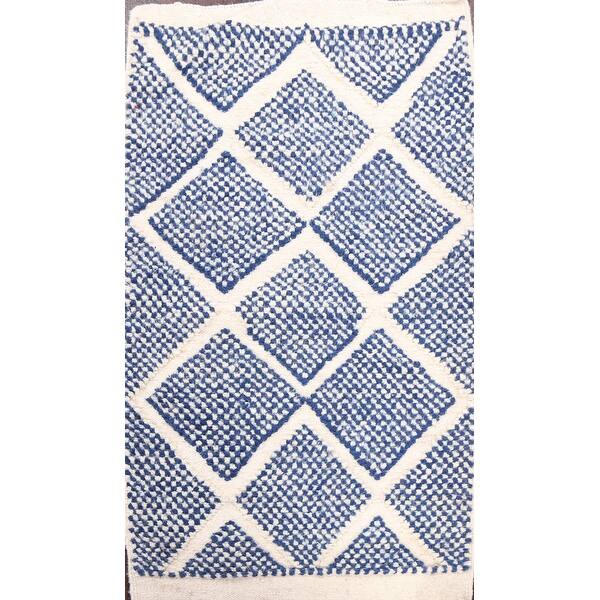 slide 1 of 14, Tribal Moroccan Oriental Wool Area Rug Hand-knotted Decorative Carpet - 1'11" x 3'4"
