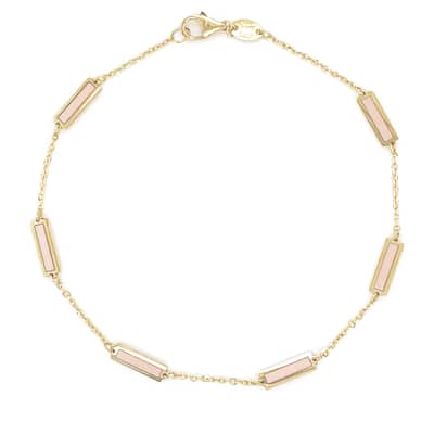 Joelle Collection Light Pink Agate Stackable Bar Bracelet - 14K Gold Light Pink Bracelet