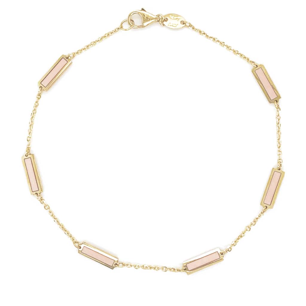 Joelle Collection Light Pink Agate Stackable Bar Bracelet - 14K Gold Light Pink Bracelet