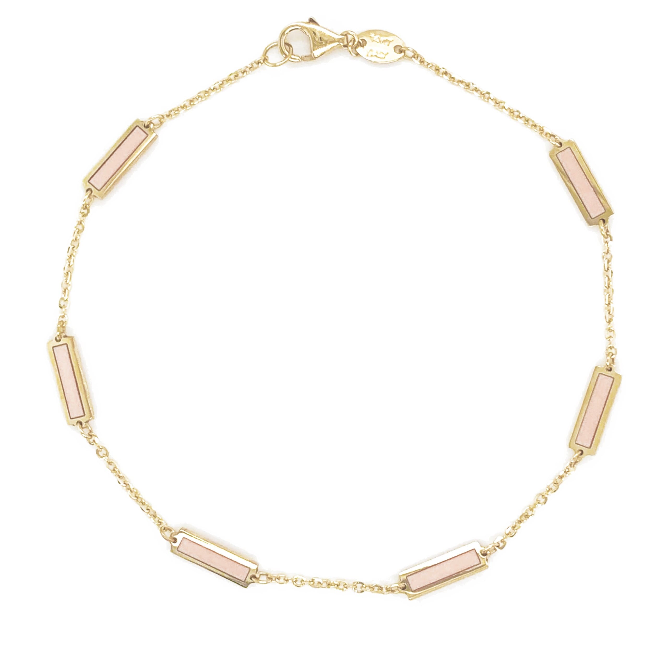 Joelle Collection Light Pink Agate Stackable Bar Bracelet - 14K Gold Light Pink Bracelet