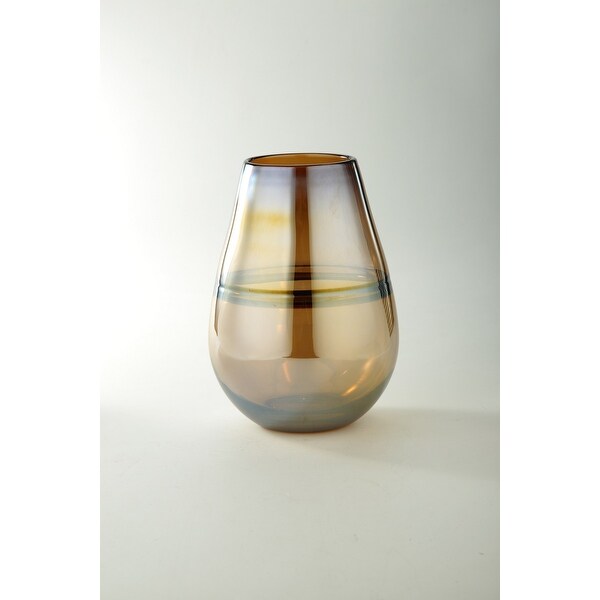 11" Rustic Brown Glass Flower Vase Tabletop Decor - N/A