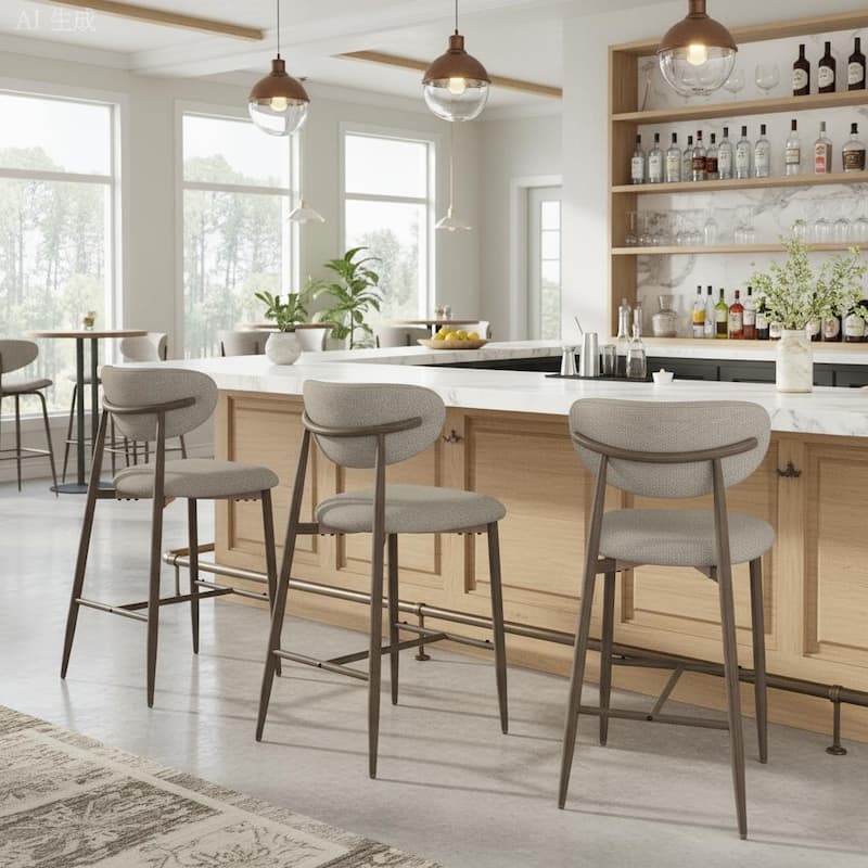 RENEWLINE 25 Inch Bar Stools with Backrest, Mid-Century Modern Counter Height Stools for Kitchen Island