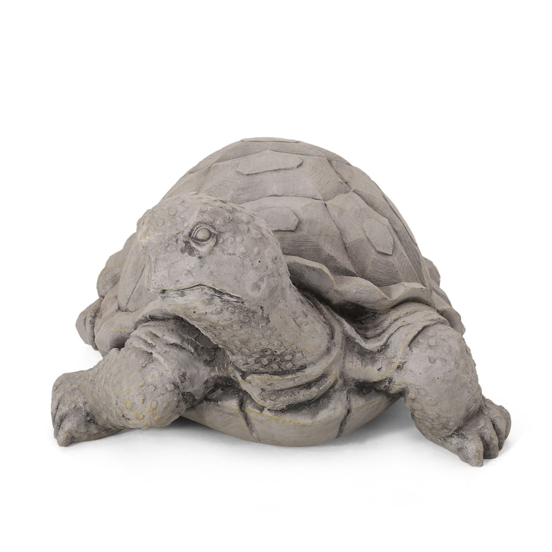 Roomfitters Outdoor Turtle Garden Statue, 15-Inch Cast Stone Decorative Sculpture in Lightweight Concrete, Dark Gray
