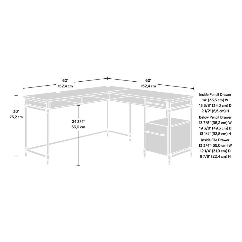 Wood L-Shaped Desk with 1-Inch Thick Desktop, Brown