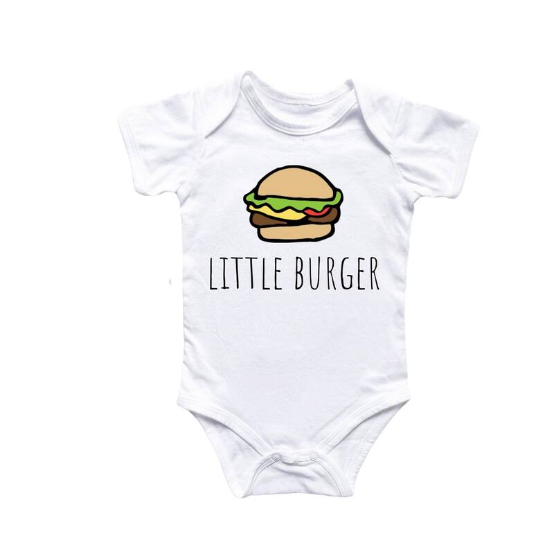Burger Hamburger - Baby Boy Girl Clothes Infant Bodysuit Funny Cute Newborn 2 - Natural - 0-3M