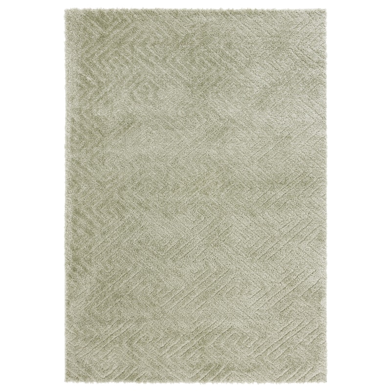 SAFAVIEH Tahoe Shag Nieki Geometric 1.2-inch Thick Rug - 6'7" Square - Sage - Square