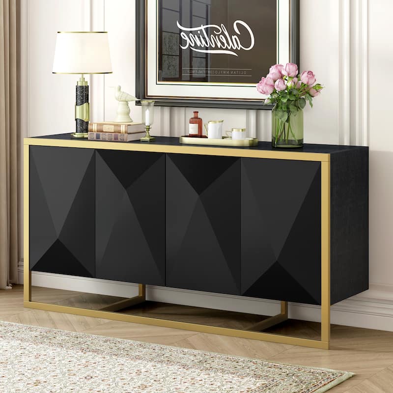 Sideboard with Metal Legs and 4 Doors