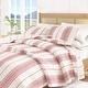 preview thumbnail 20 of 23, Linery & Co. Farmhouse Stripe Microfiber Quilt Set With Shams. King - Cream / Red