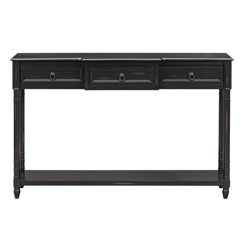 52'' Width Console Table with Drawers and Long Shelf for Entryway