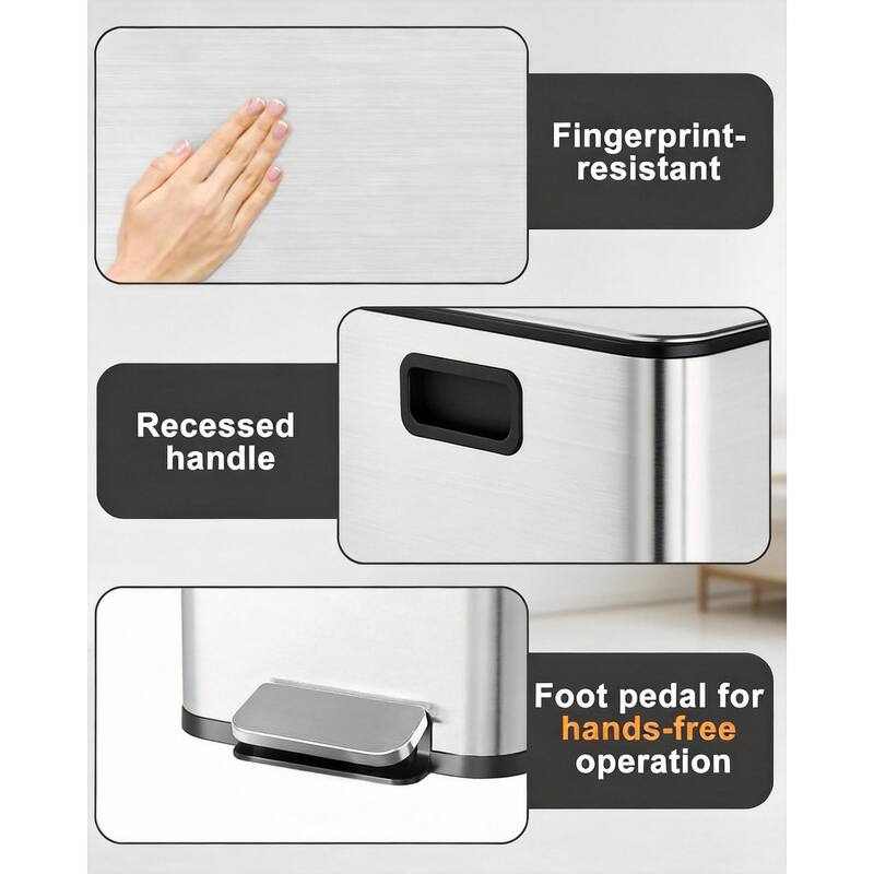 3 Compartments Trash Can, with Lids Airtight