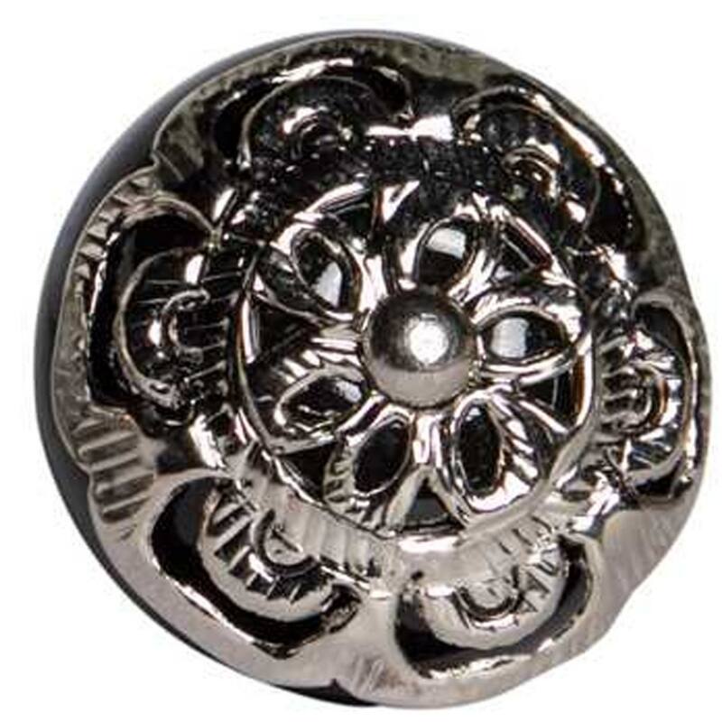 Set of 12 Decorative Round Ceramic Drawer Pulls with Silver Backplate for Kitchen and Living Room - 1.5” x 1.5” x 1.5”