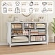 preview thumbnail 21 of 26, Modern Wood Dresser with Golden Ring Handles, Antique White Storage Organizer for Living Room Entryway