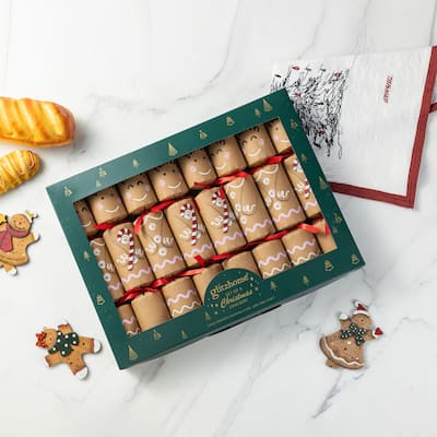 Glitzhome 8 Pack Christmas Gingerbread Man Party Cracker with Gift Contents