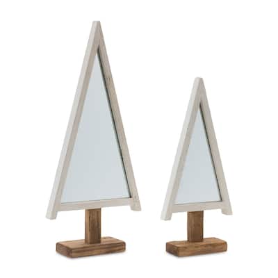 Framed Mirror Pine Tree (Set of 2) - N/A