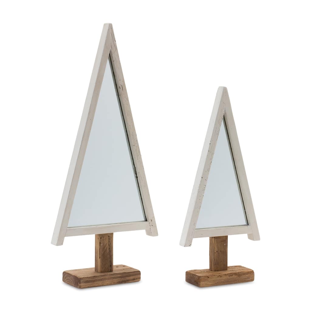 Framed Mirror Pine Tree (Set of 2) - N/A