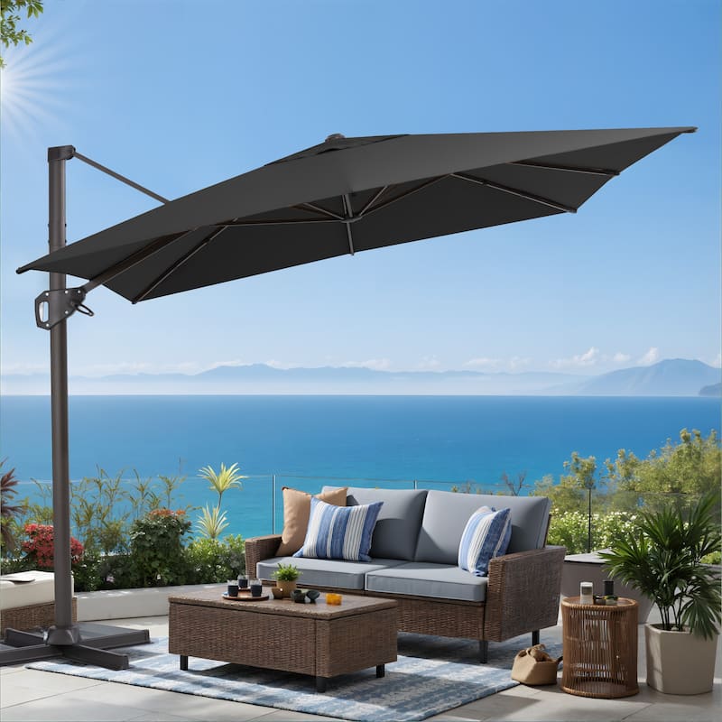 VredHom Patio Outdoor 9 FT x 11 FT Cantilever-Offset Umbrella with No Base