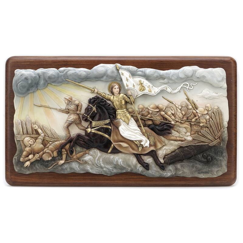 Veronese Design 18.11" L JOAN OF ARC LEADING TROOPS INTO BATTLE (WOODEN WALL PLAQUE) Multicolor Resin and Wood