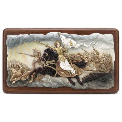 Veronese Design 18.11" L JOAN OF ARC LEADING TROOPS INTO BATTLE (WOODEN WALL PLAQUE) Multicolor Resin and Wood