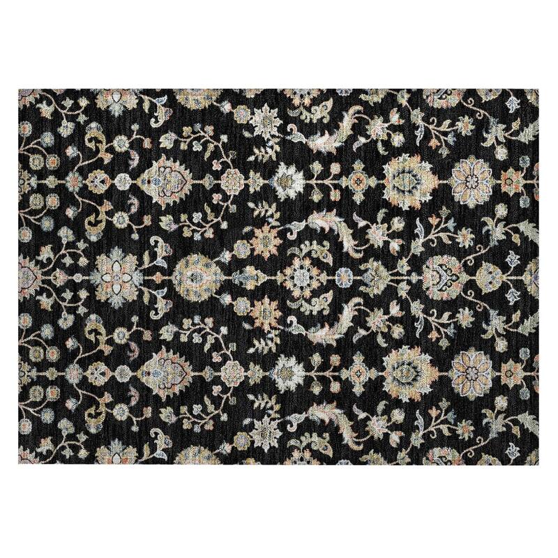 Machine Washable Indoor/ Outdoor Traditional Basalt Chantille Rug