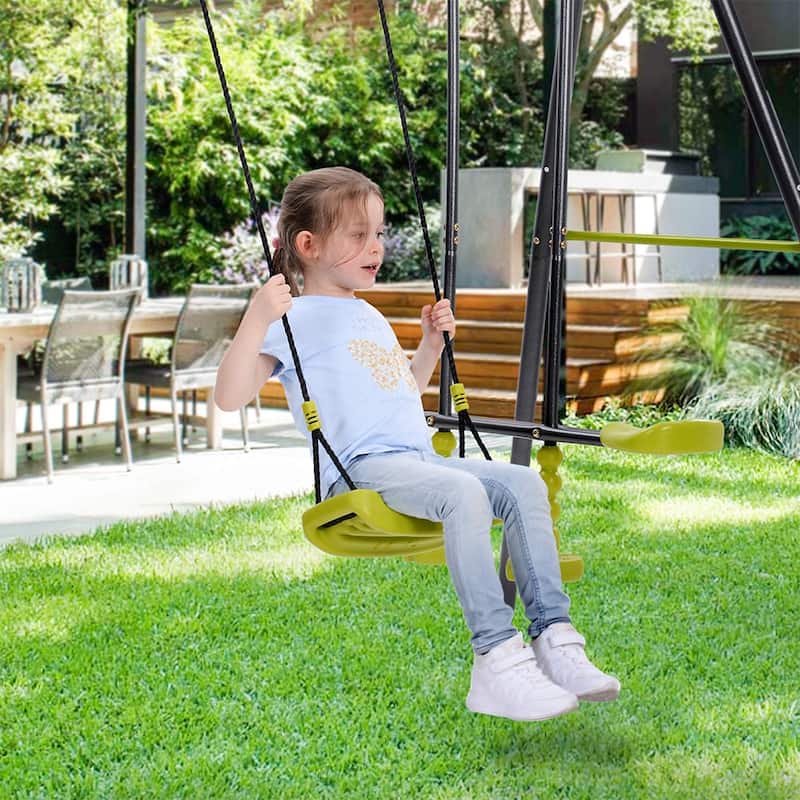 Metal Frame Swing Set Outdoor Swing Set, Swing Slide Playset - 100.78"L x 53.54"W x 70.86"H
