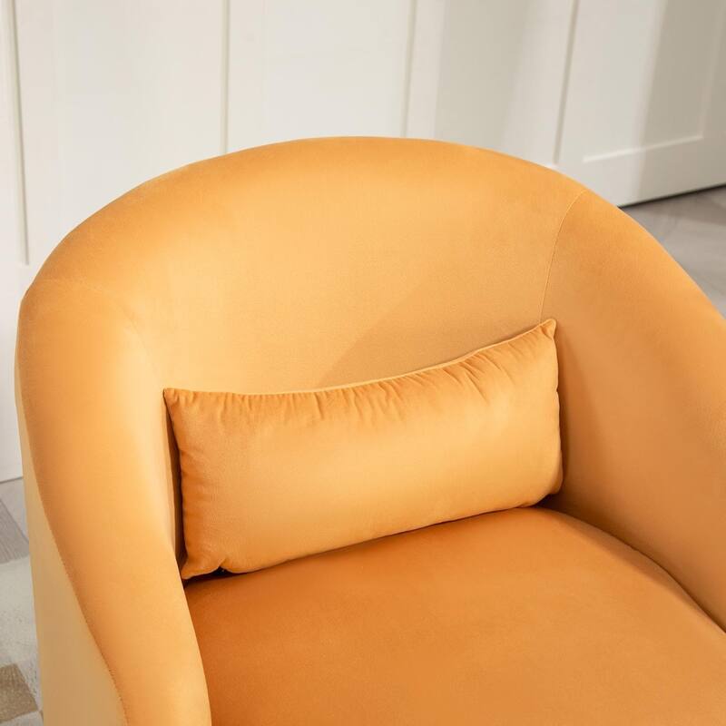 Accent Chair with Barrel-shaped Design and 360 Degree Swivel Feature