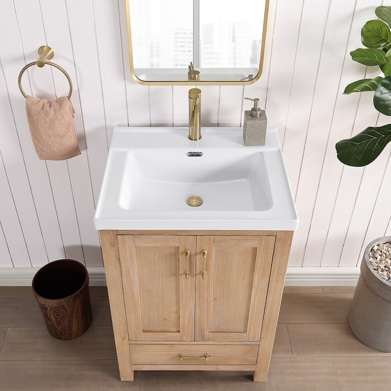 Gela Single Bath Vanity with Ceramic Basin Top and Mirror
