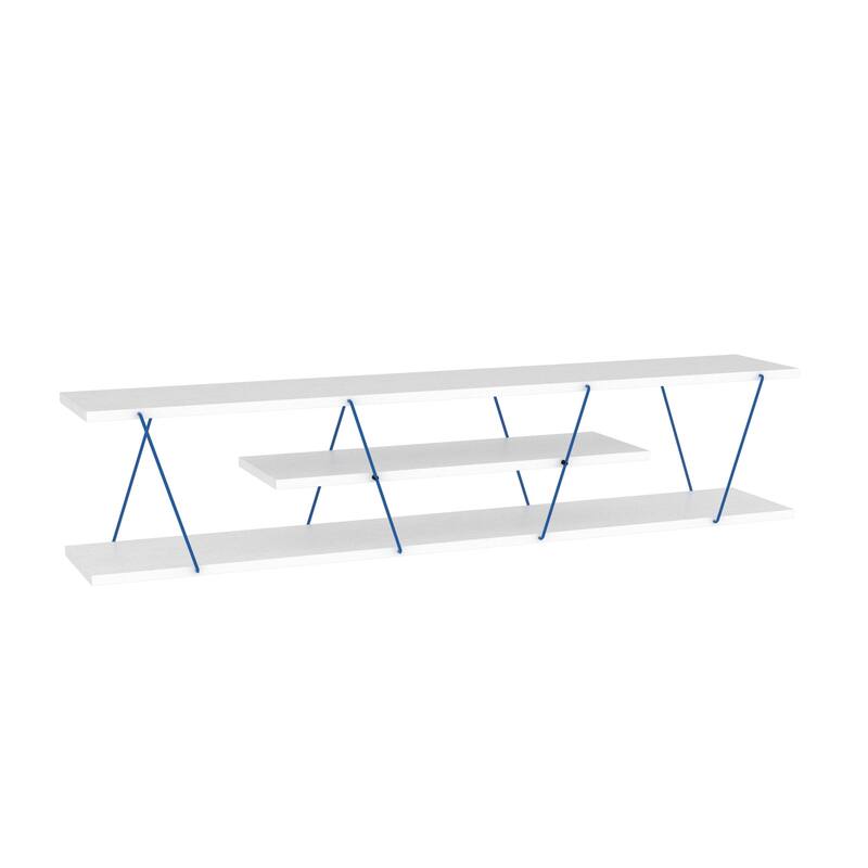 FurnisHome Store Tars Mid Century Modern Tv Stand 4 Shelves Open Storage Metal Cords