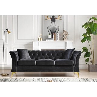Modern Chesterfield Curved Sofa Tufted Velvet Couch 3 Seat Button Tufed ...