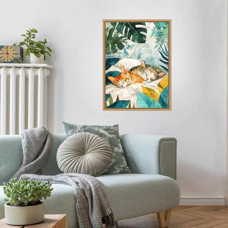 Cats Lives Napping by Justyna Jaszke Framed Canvas Wall Art