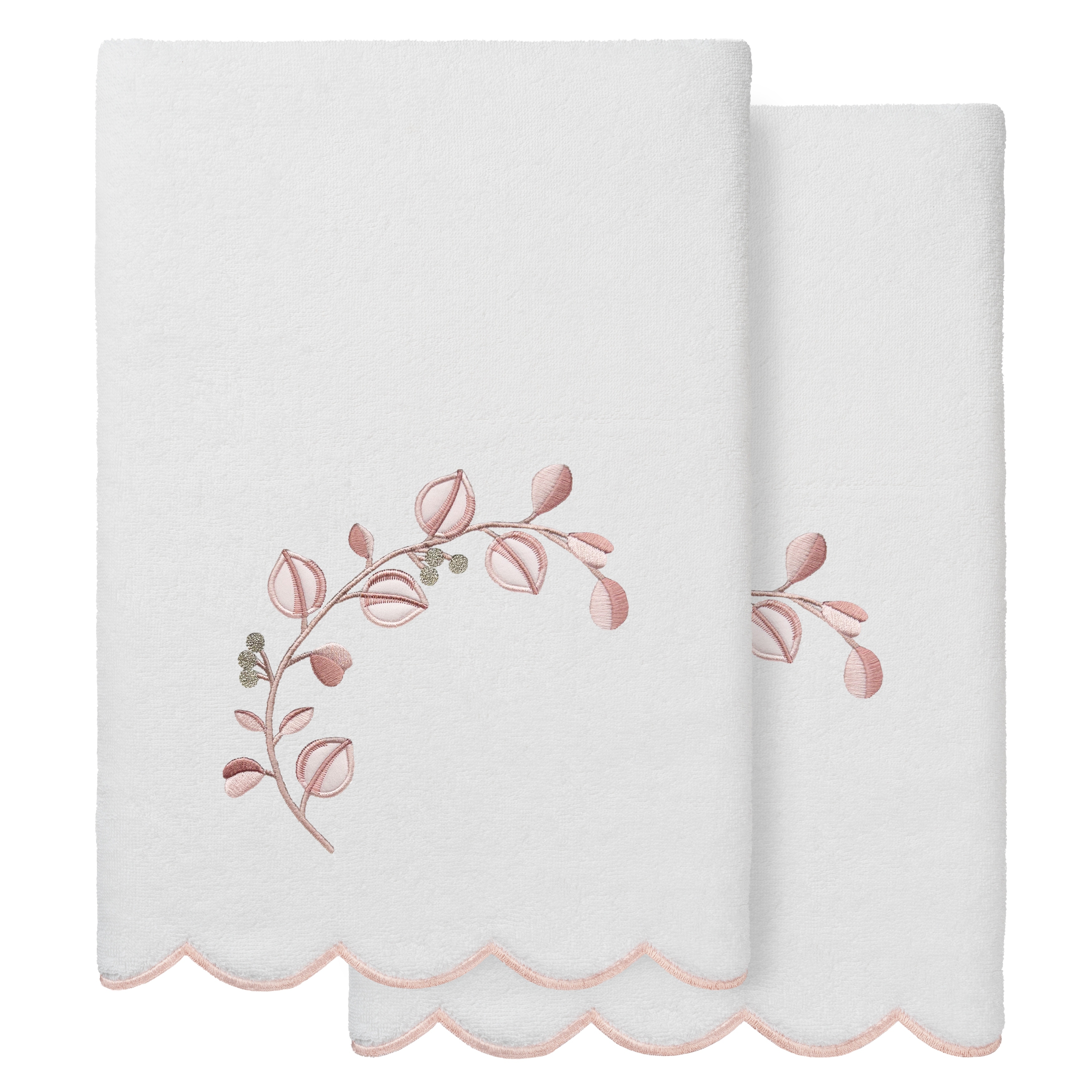 Authentic Hotel and Spa 100% Turkish Cotton WILD BRANCH Scallop Embellished Towel Collection