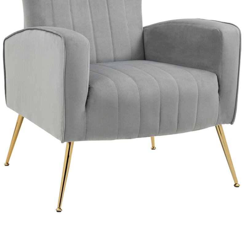 Mid-Century Velvet Wingback Accent Chair with Metal Legs
