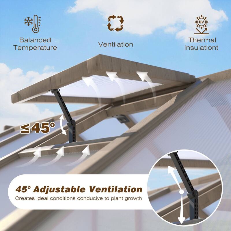 VEIKOUS Walk-in Wooden Greenhouse for Outside, Garden and Backyard, Light Mocha Brown