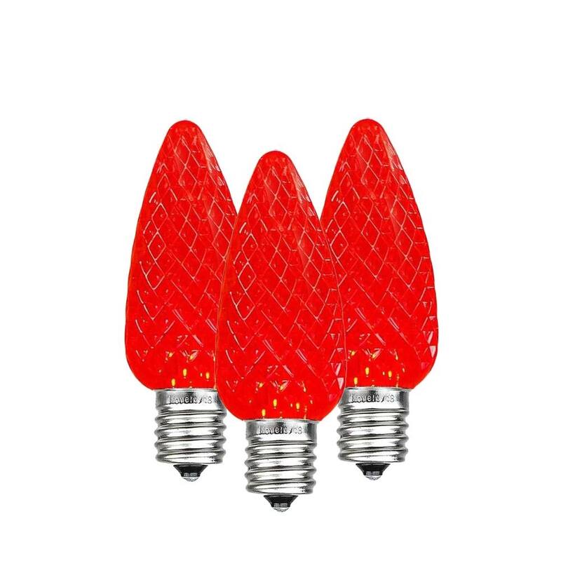 25 Pack C7 LED Twinkle Outdoor Christmas Replacement Bulbs, Warm White, C7/E12 Base - Red