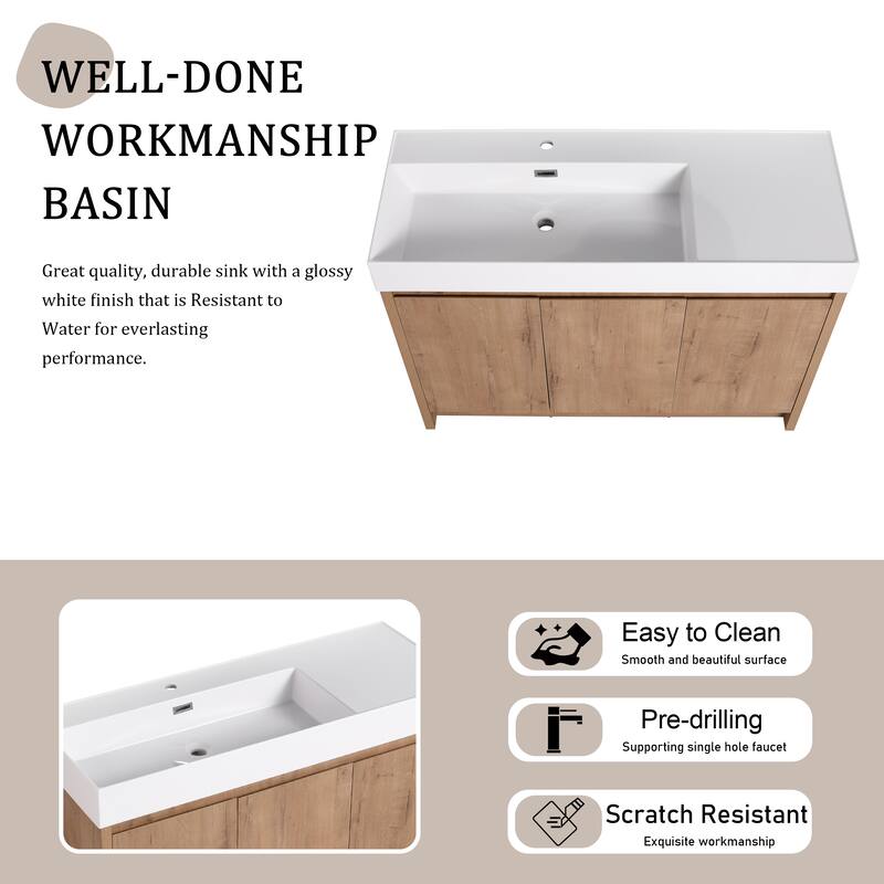 Beingnext 24"/30"/48"/60" Bathroom Vanity with Sink, Freestanding Bathroom Vanity with Soft Close Door and Shelf