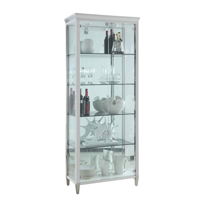 Somette Clear Glass/Polished Stainless Steel Contemporary 2-Door Glass Curio