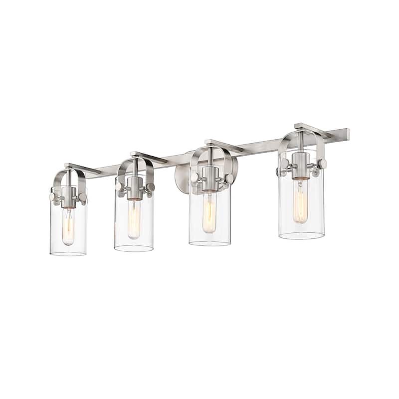 Innovations Lighting 423-4W-10-35 Pilaster II Cylinder Vanity Pilaster - Satin Nickel / Clear