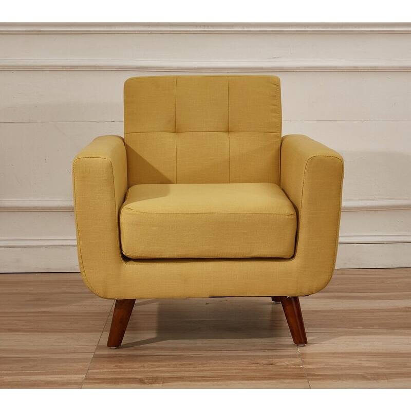 Grace Mid-Century Tufted Upholstered Rainbeau Living Room Sofa, Loveseat, and Chair 3-piece Set
