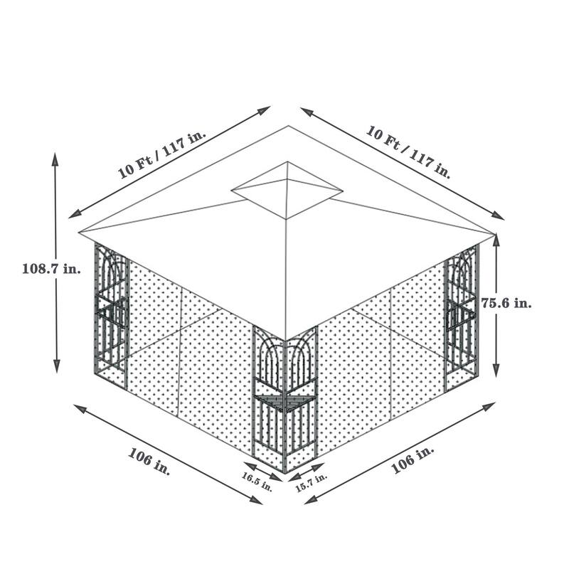 10' X 10' Steel Polyester Soft-Top Double Roof Outdoor Canopy Gazebo