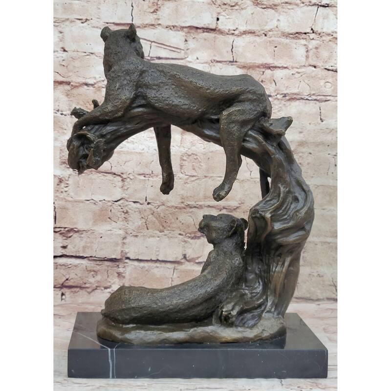 Cheetah Family Bronze Statue Sculpture Safari African Art Signed Original Art 14 Inches X 10.5 Inches