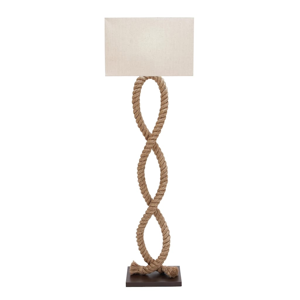 Jute Rope Rope Room Floor Lamp with Linen Shade - Brown - Roche River Decor