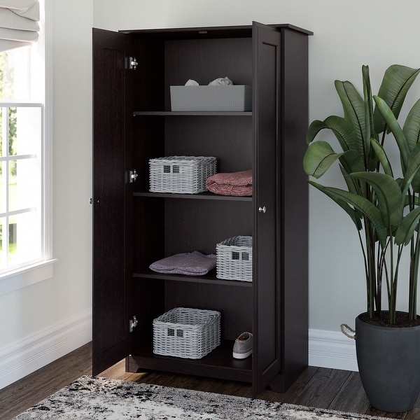 Cabot Espresso Oak Tall Storage Cabinet with Doors - 31.38 Cabot Espresso Oak Tall Storage Cabinet with Doors - 31.38