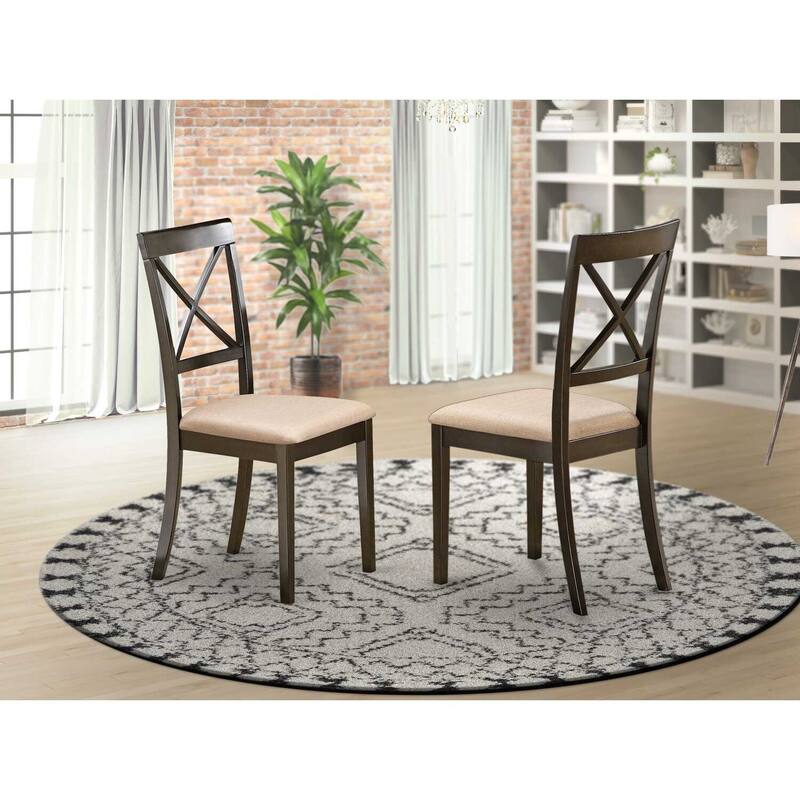 Linen White X Back Dining Chair - Solid Wood Seat, Stylish Accent Chair for Kitchen and Dining Seating - 17