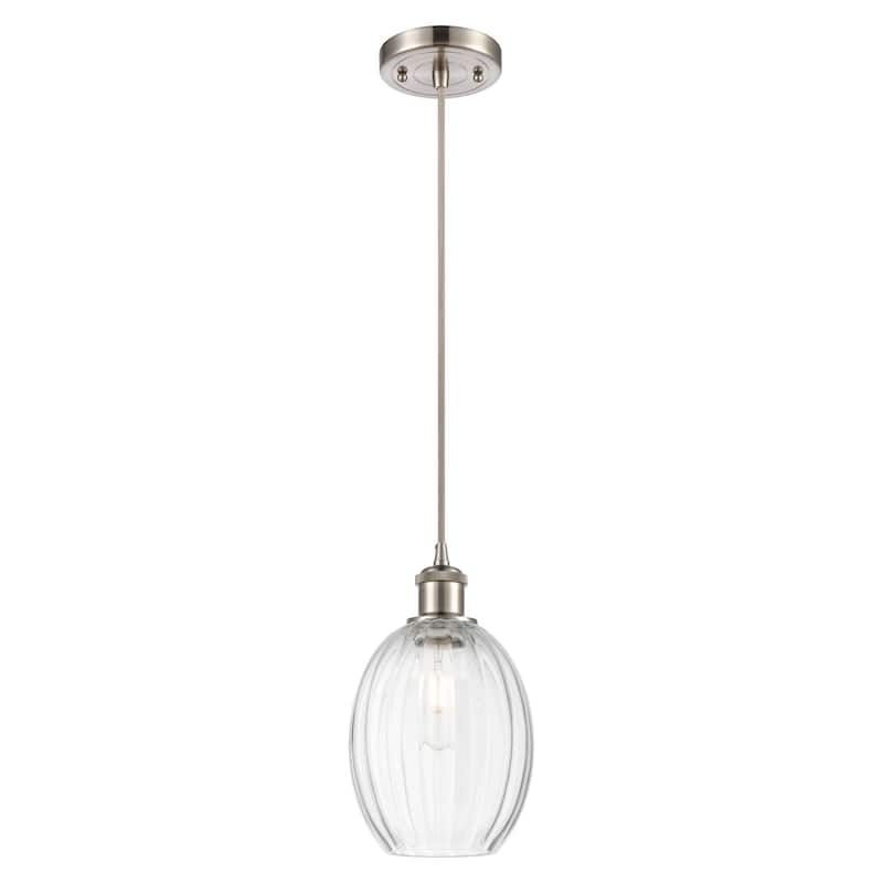 Innovations Lighting Endless Possibilities Ballston - Preston - 1 Light 6" Bulb Shade Cord Hung Mini Pendant - Clear/Brushed Satin Nickel