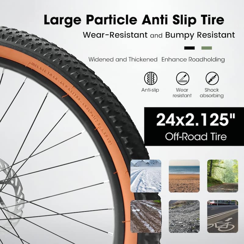 24 Inch Mountain Bike for Teenagers,High Carbon Steel Frame